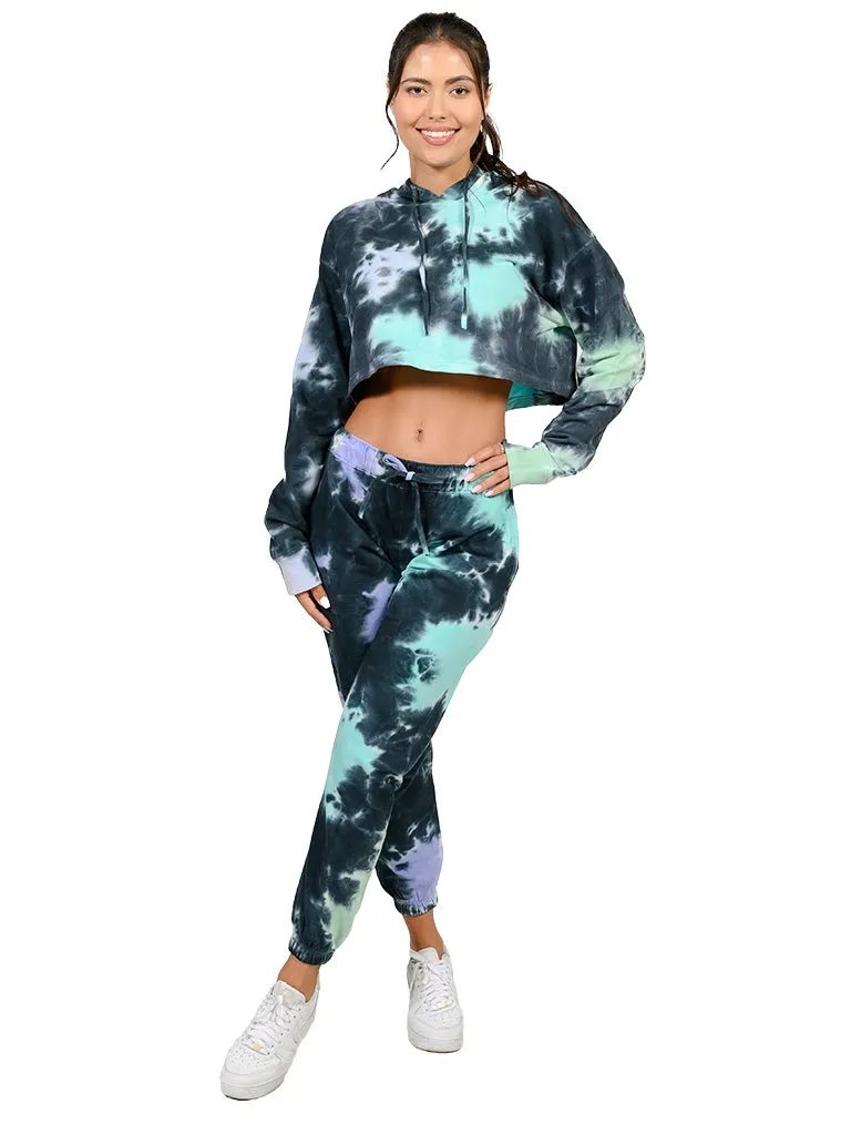 Cropped at the torso, long sleeve Hoodies in tie dye