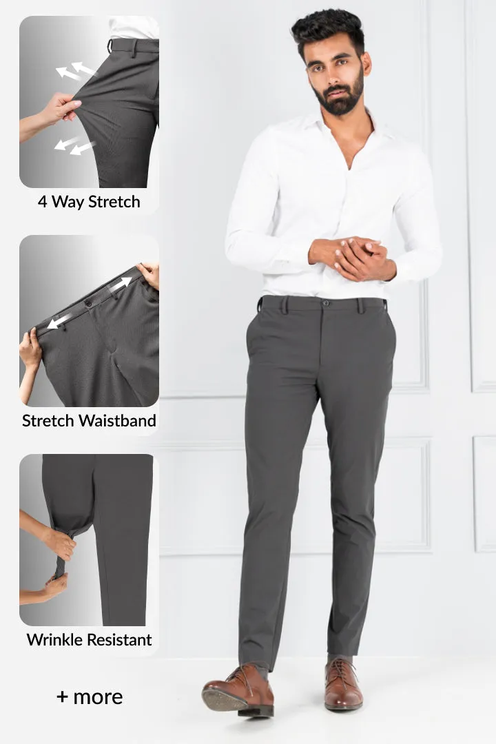 Dark Grey Stretch Formal Pants