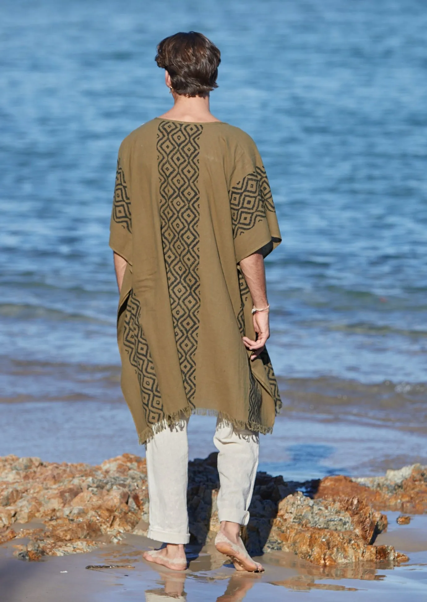 Earthy Block Print Kaftan for Men