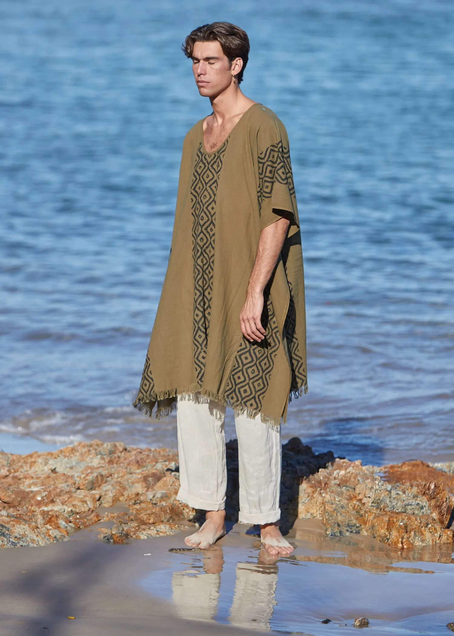 Earthy Block Print Kaftan for Men