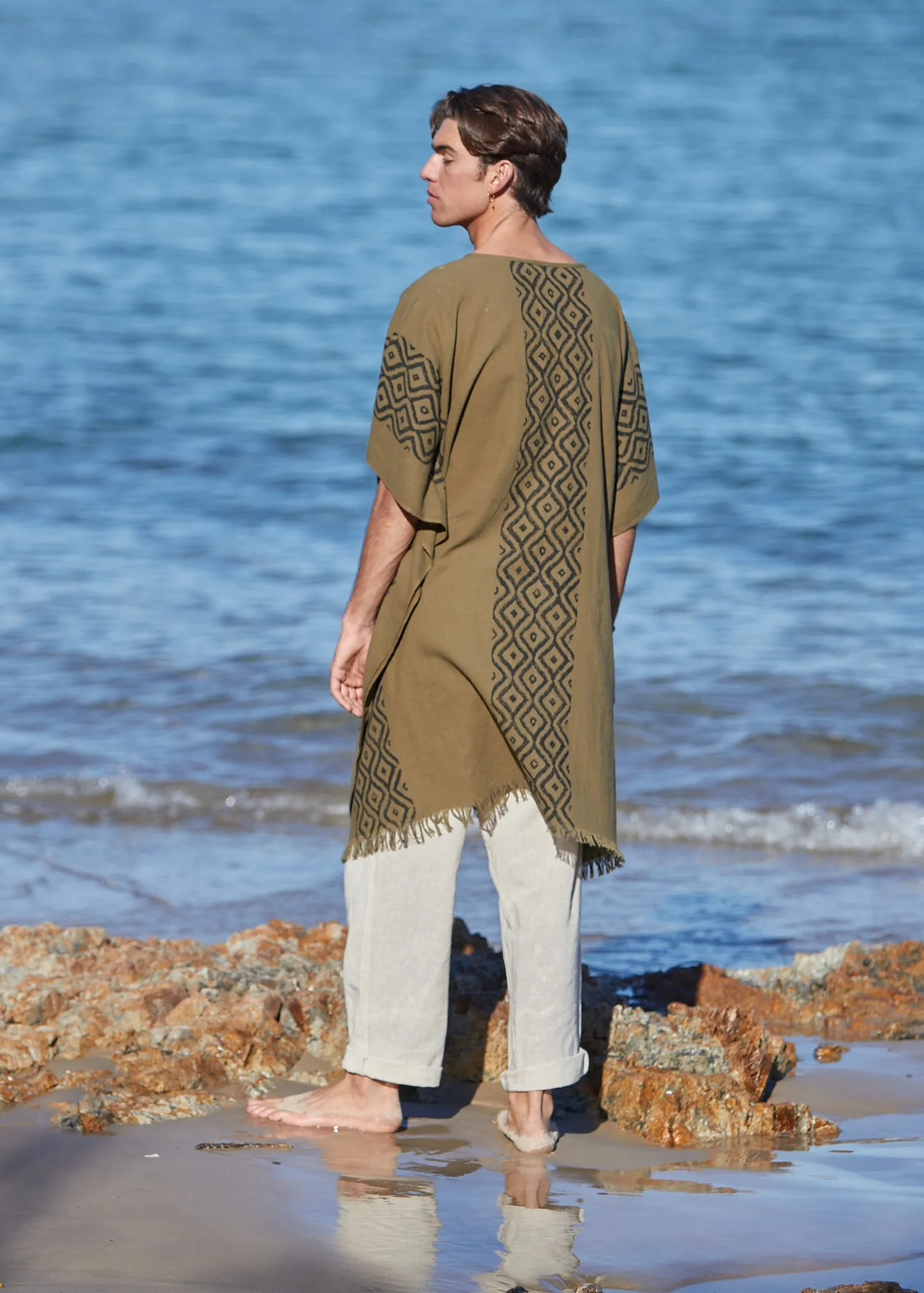 Earthy Block Print Kaftan for Men