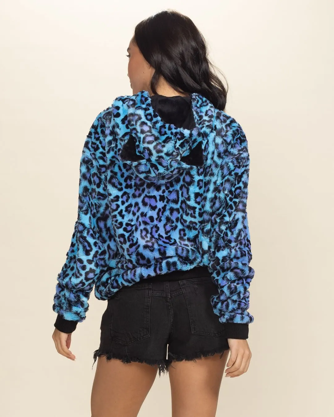 Electric Blue Lynx Classic Collector Edition Ultra Soft Faux Fur Hoodie | Women's