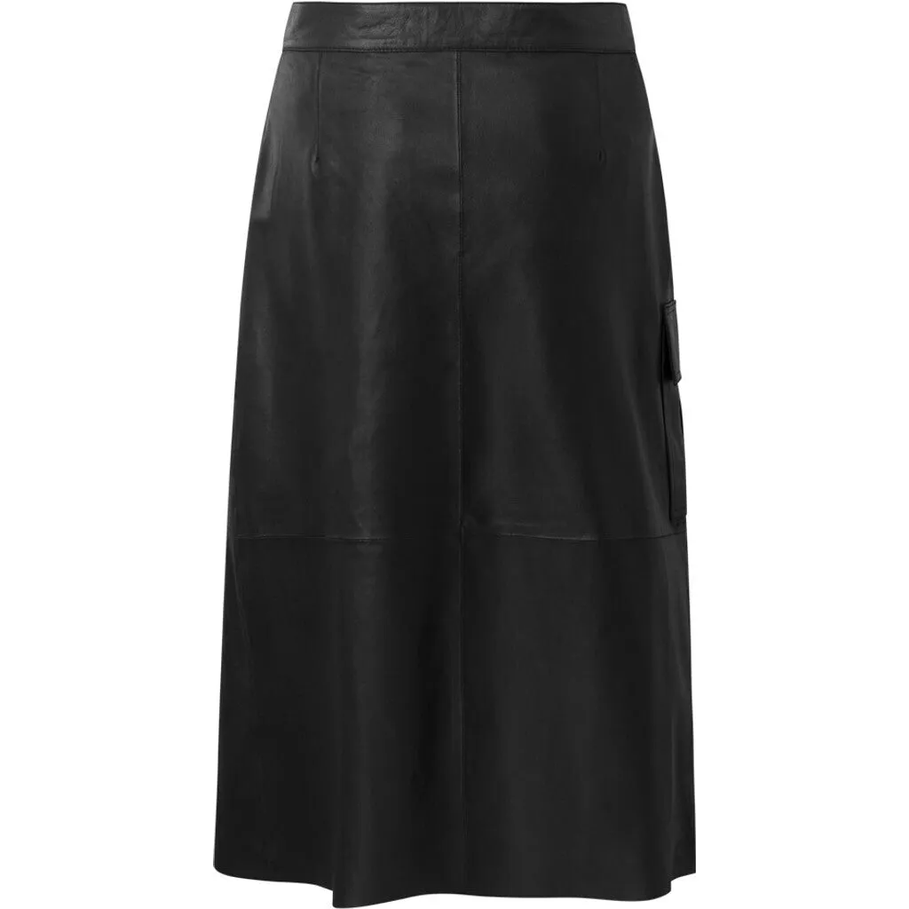 ElissaDEP Underknee Leather Skirt / 50906 - Black (Nero)