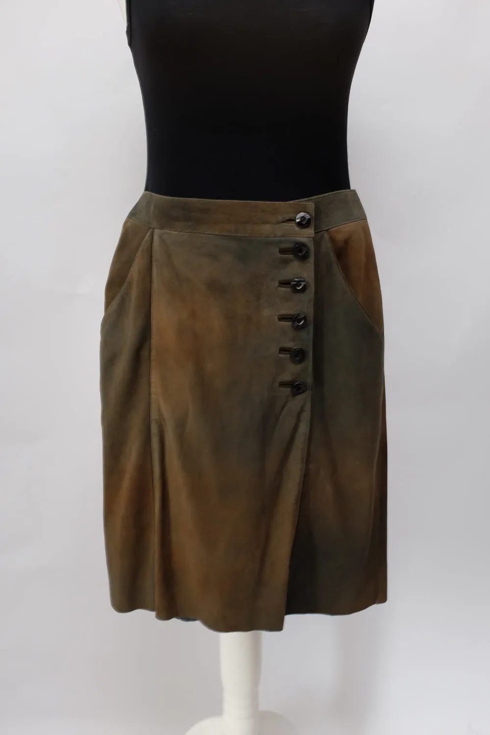 FADED BROWN SUEDE LEATHER VINTAGE SKIRT