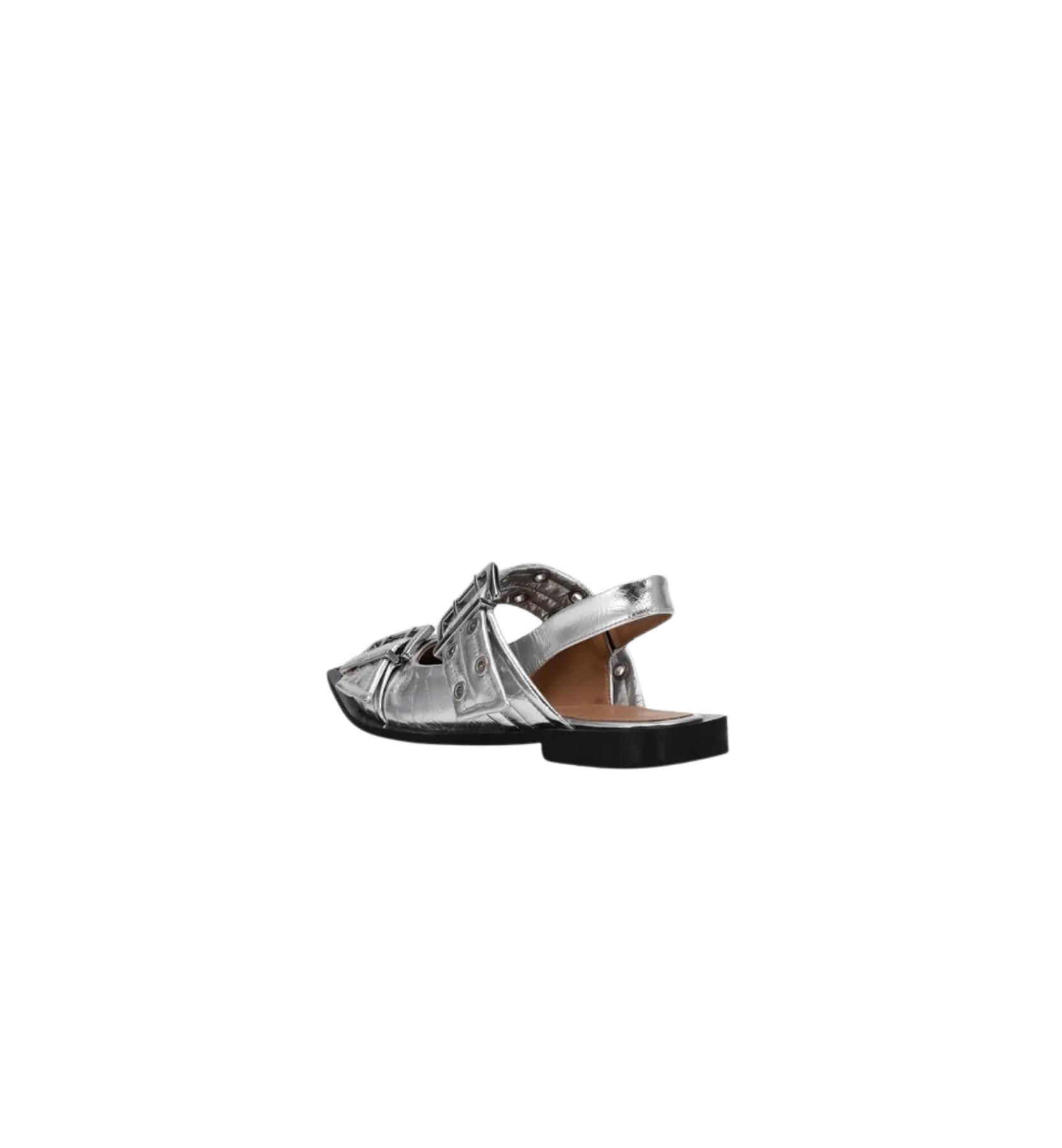 GANNI Buckle Metallic Ballerinas