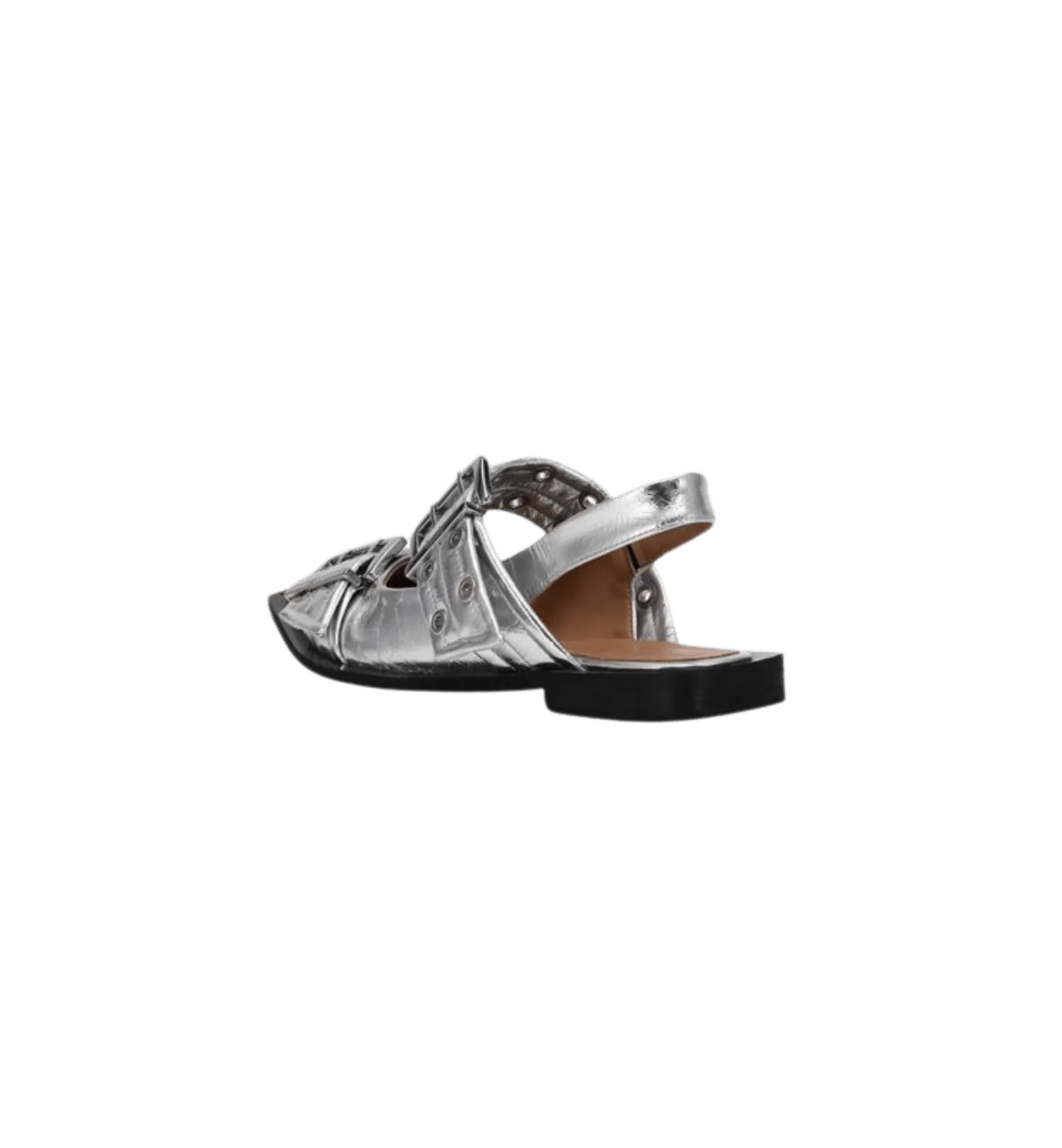 GANNI Buckle Metallic Ballerinas