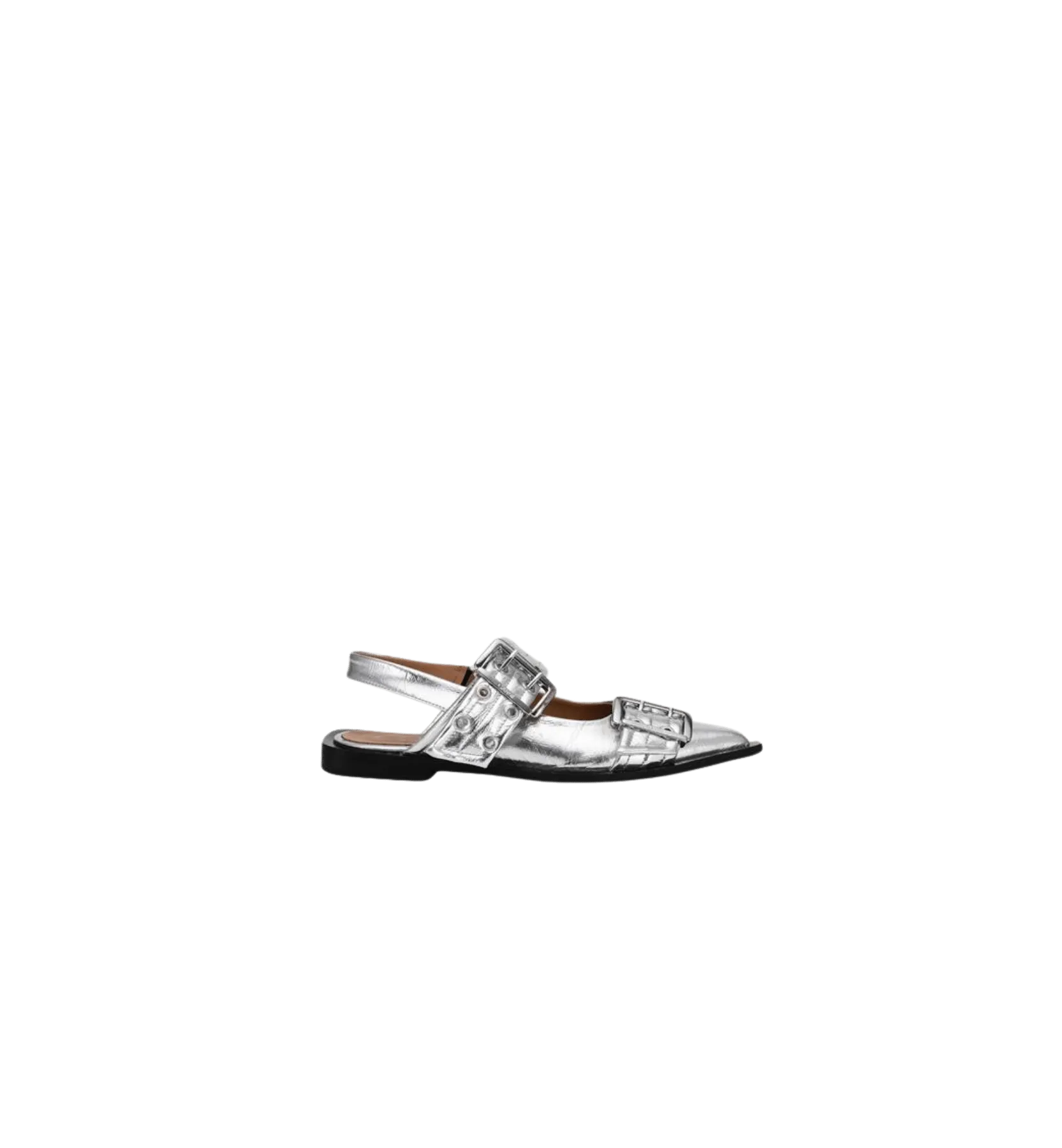 GANNI Buckle Metallic Ballerinas