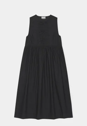 Ganni Cotton Poplin Midi Dress Black