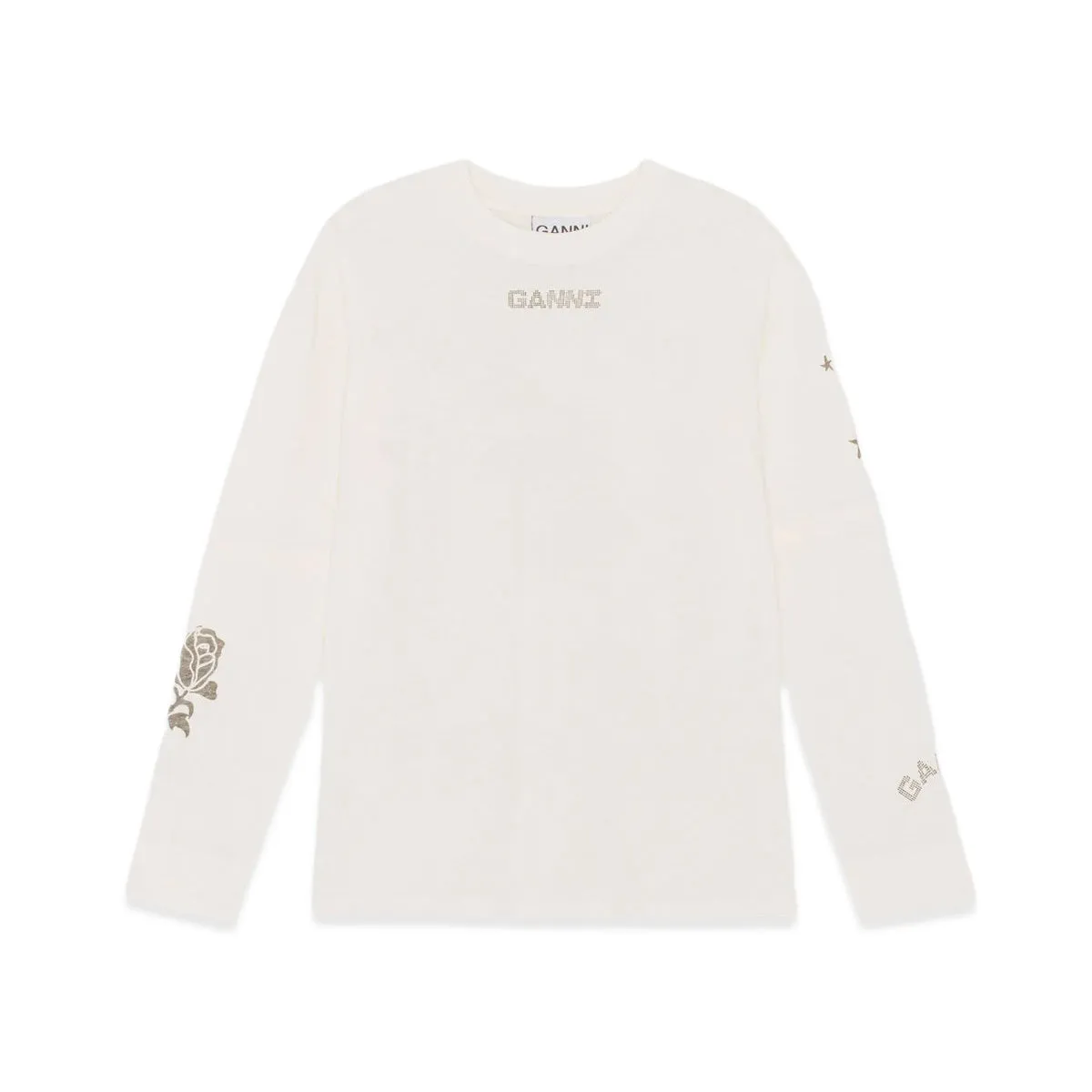 Ganni Light Jersey Layered Long Sleeve T-Shirt 'Vanilla Ice'