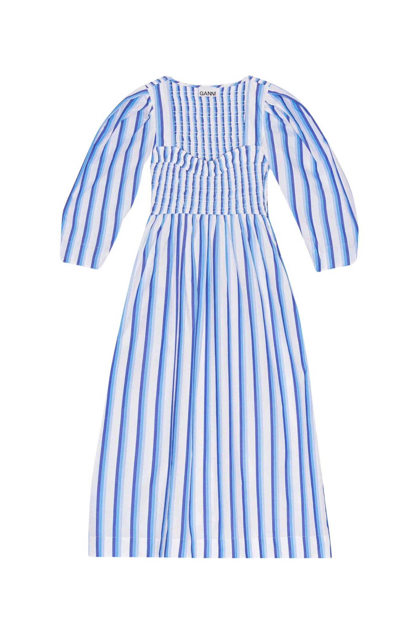 Ganni Stripe Cotton Smock Maxi Dress