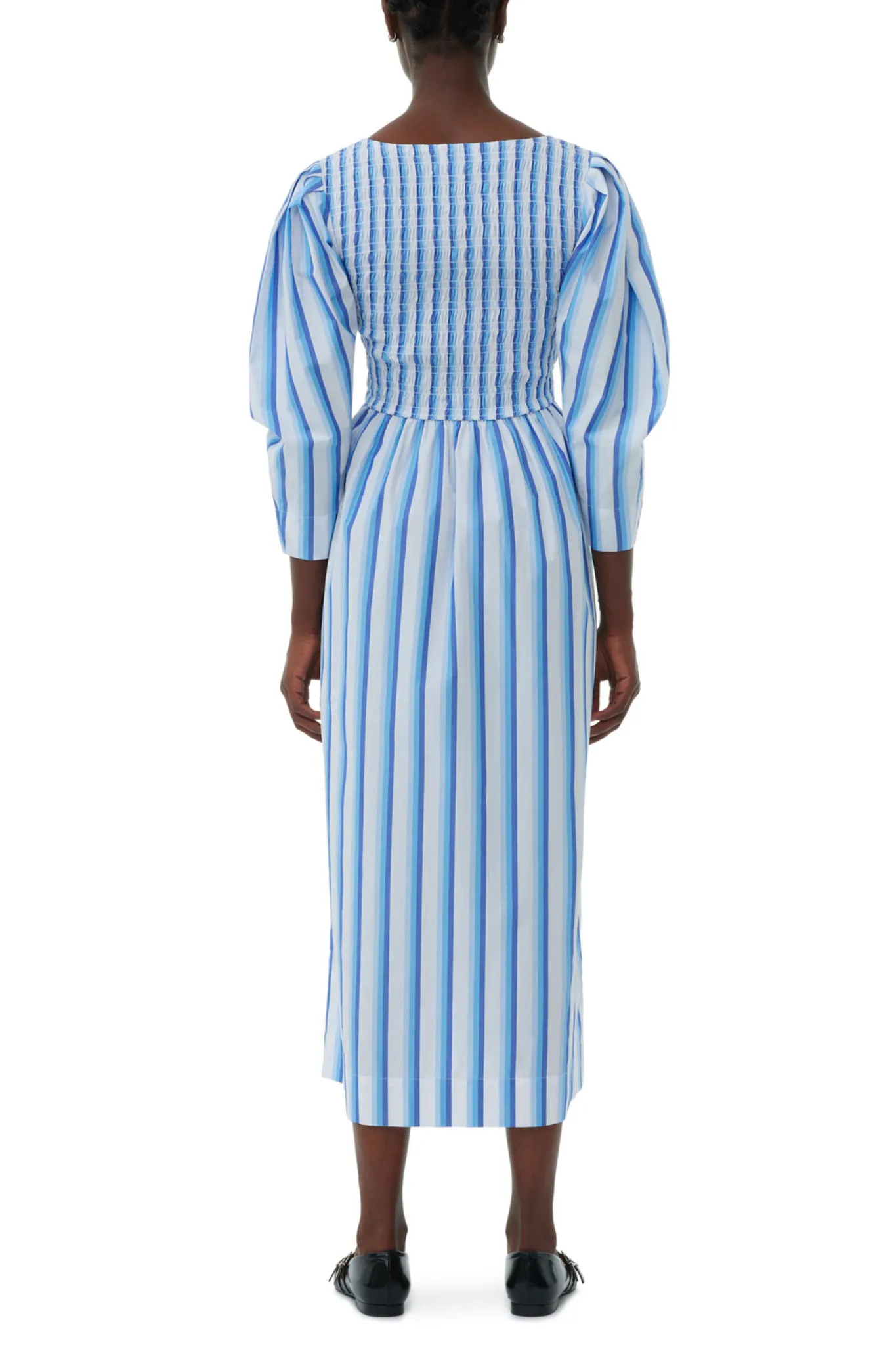 Ganni Stripe Cotton Smock Maxi Dress