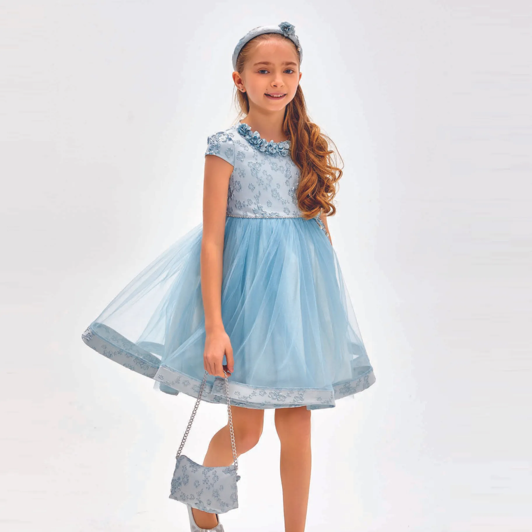 Girly Blue Girls Formal Dress