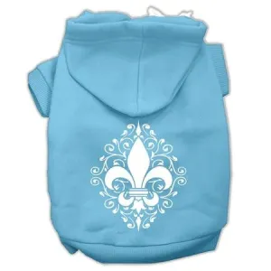 Henna Fleur De Lis Screen Print Pet Hoodies Baby Blue Size Sm (10)