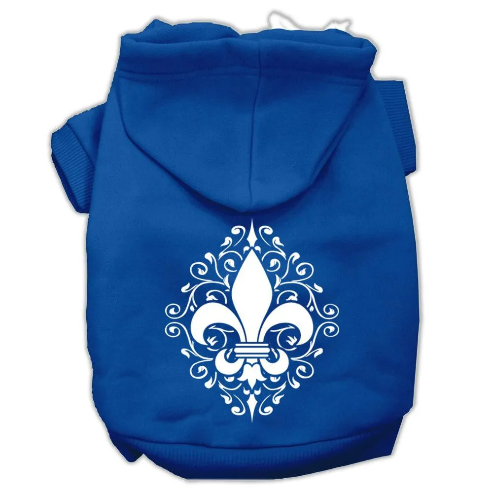 Henna Fleur De Lis Screen Print Pet Hoodies Blue Size Sm (10)