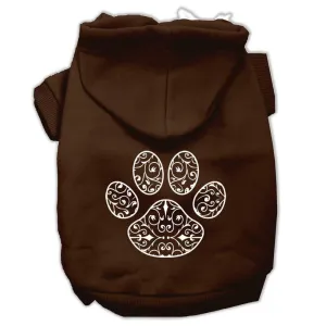 Henna Paw Screen Print Pet Hoodies Brown Size XXL (18)