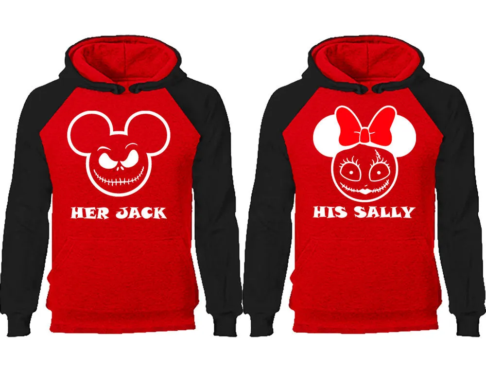 Her Jack His Sally Couple Matching Raglan Hoodies