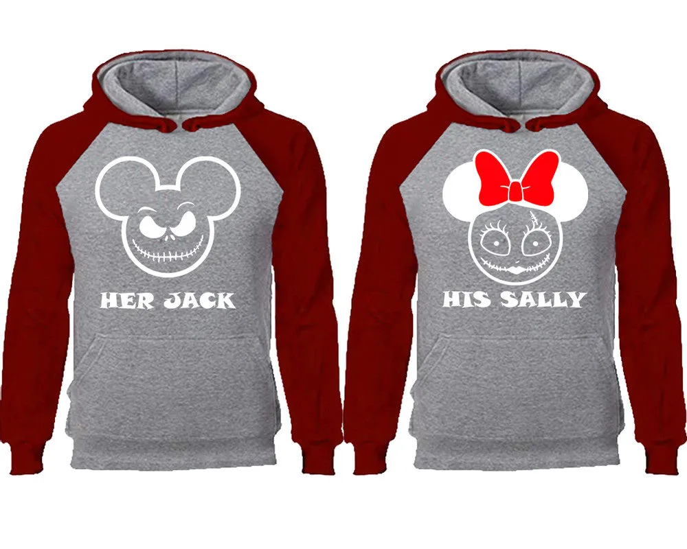 Her Jack His Sally Couple Matching Raglan Hoodies