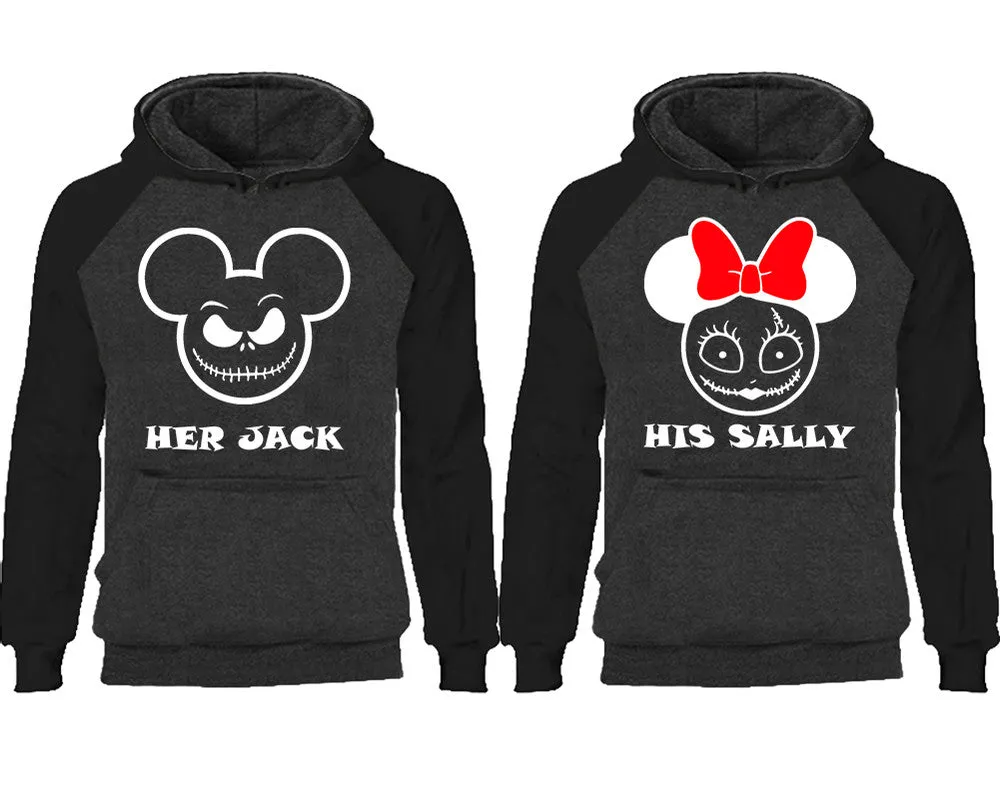 Her Jack His Sally Couple Matching Raglan Hoodies