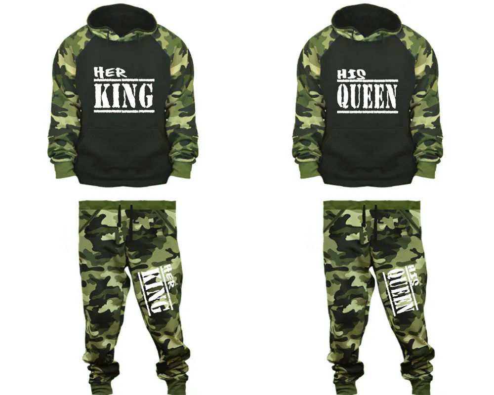 Her King His Queen Couple Matching Camo Hoodies and Camo Jogger Pants Sold Separately