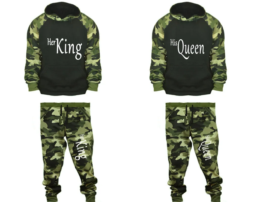 Her King His Queen Couple Matching Camo Hoodies and Camo Jogger Pants Sold Separately