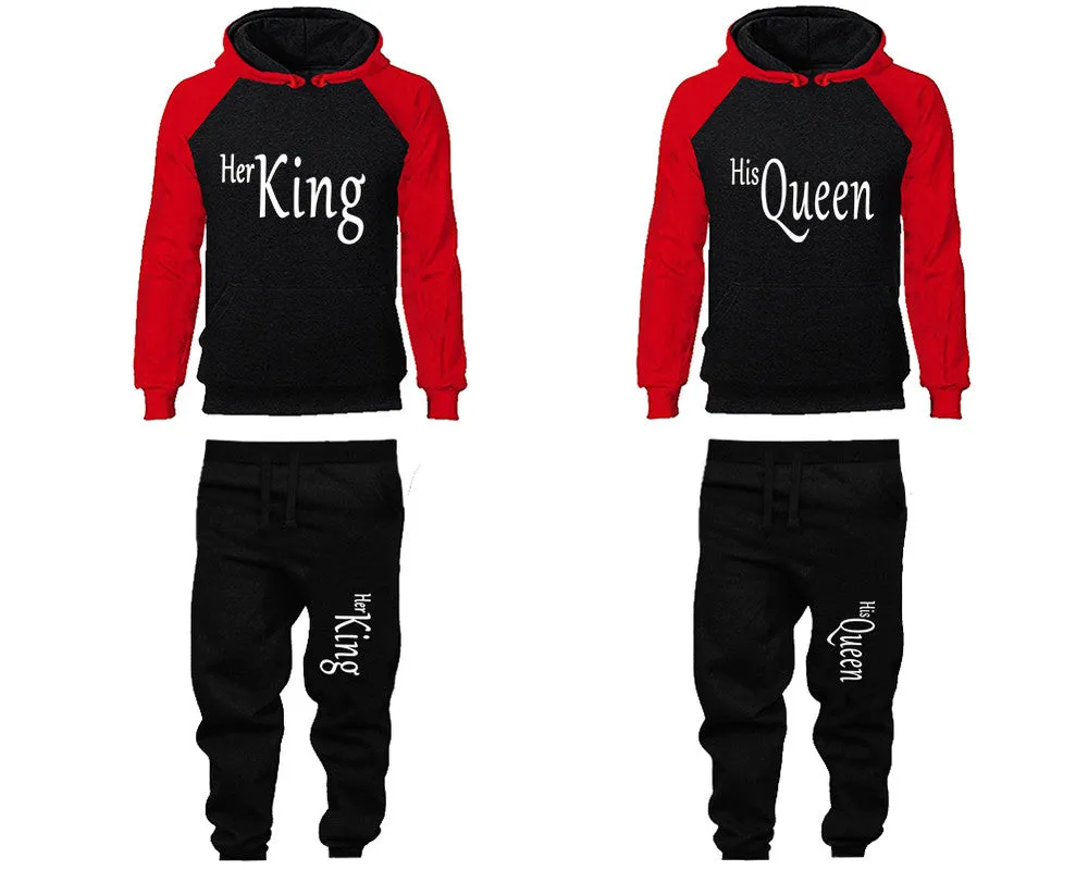 Her King His Queen Couple Matching Hoodies and Jogger Pants Top Bottom Matching Set