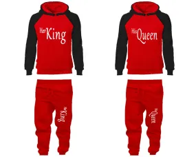 Her King His Queen Couple Matching Hoodies and Jogger Pants Top Bottom Matching Set