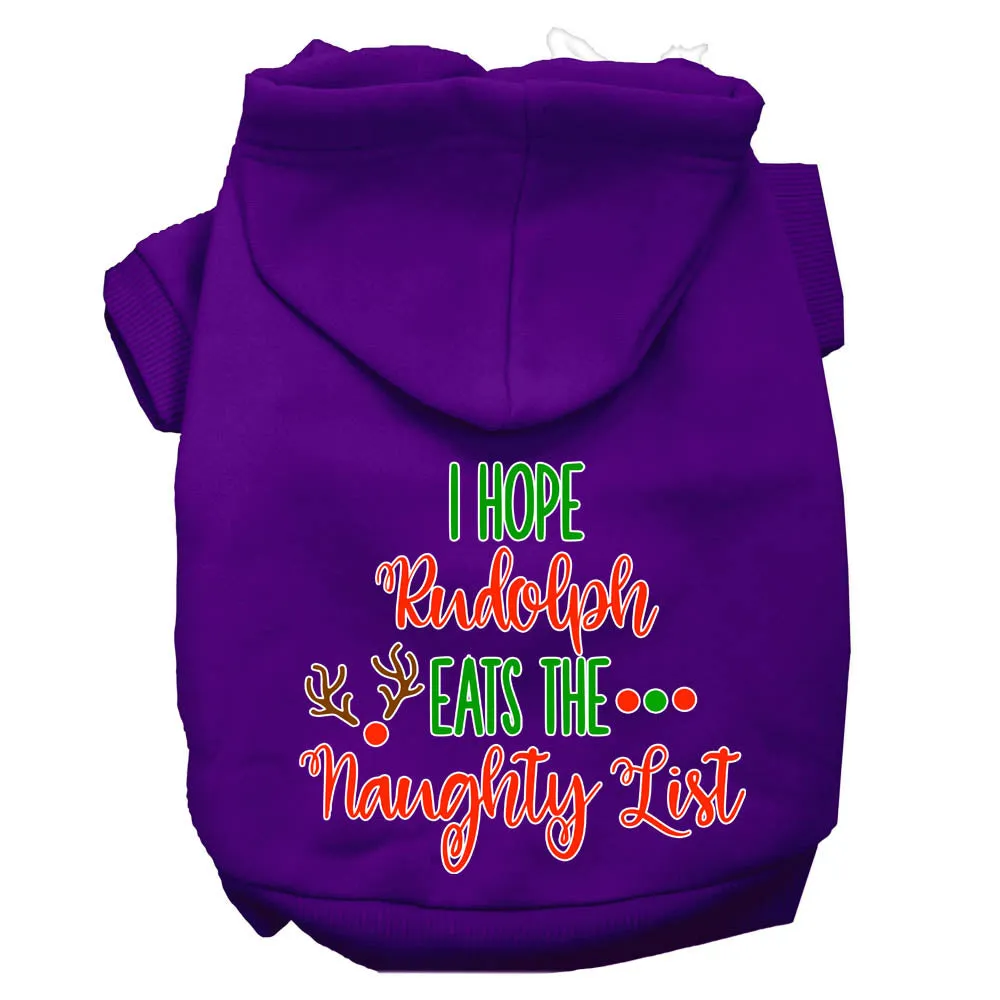 Hope Rudolph Eats Naughty List Screen Print Dog Hoodie Purple L