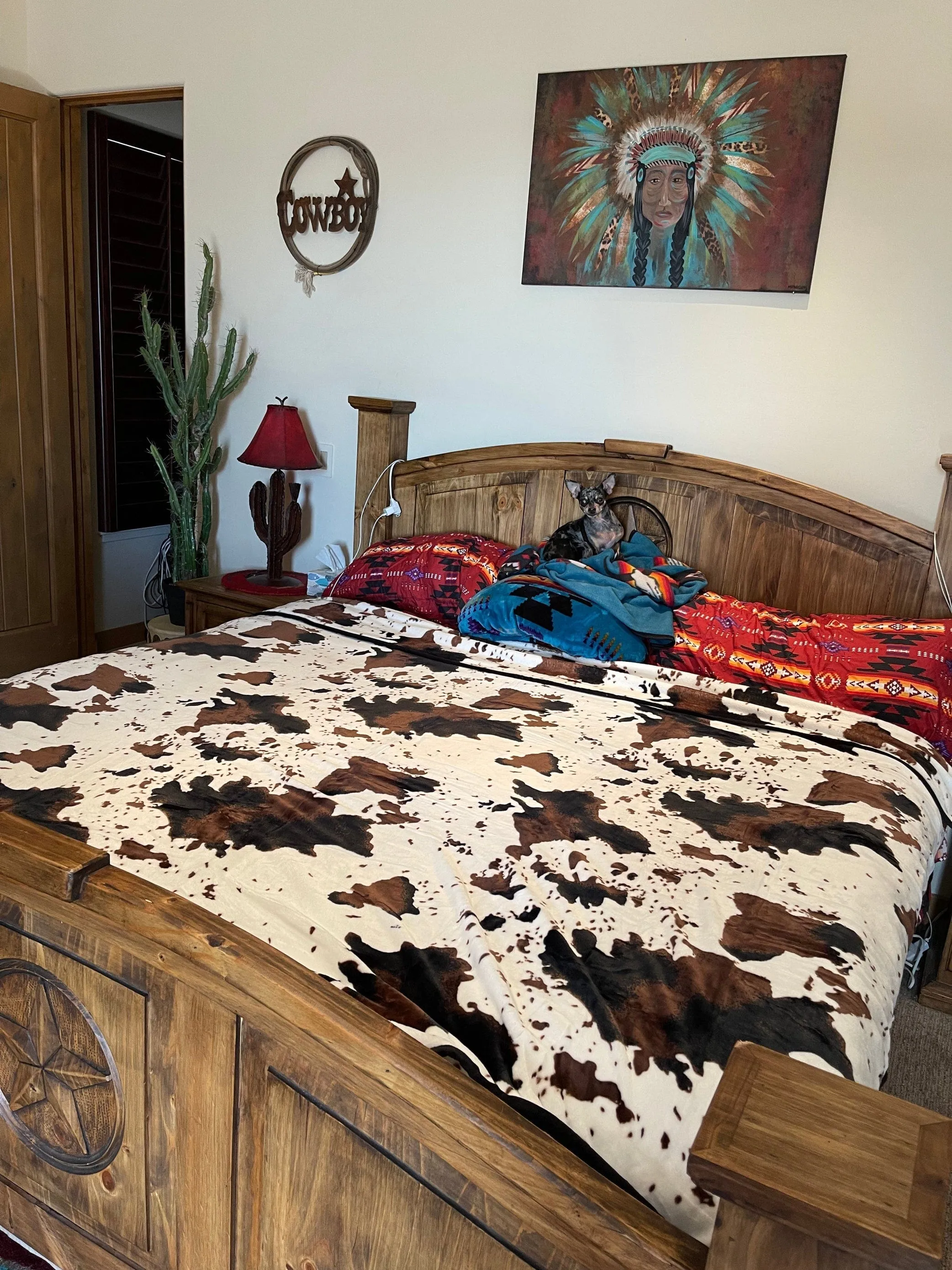 HUGE King Southwest COW velvet LUXURY flannel BLANKET