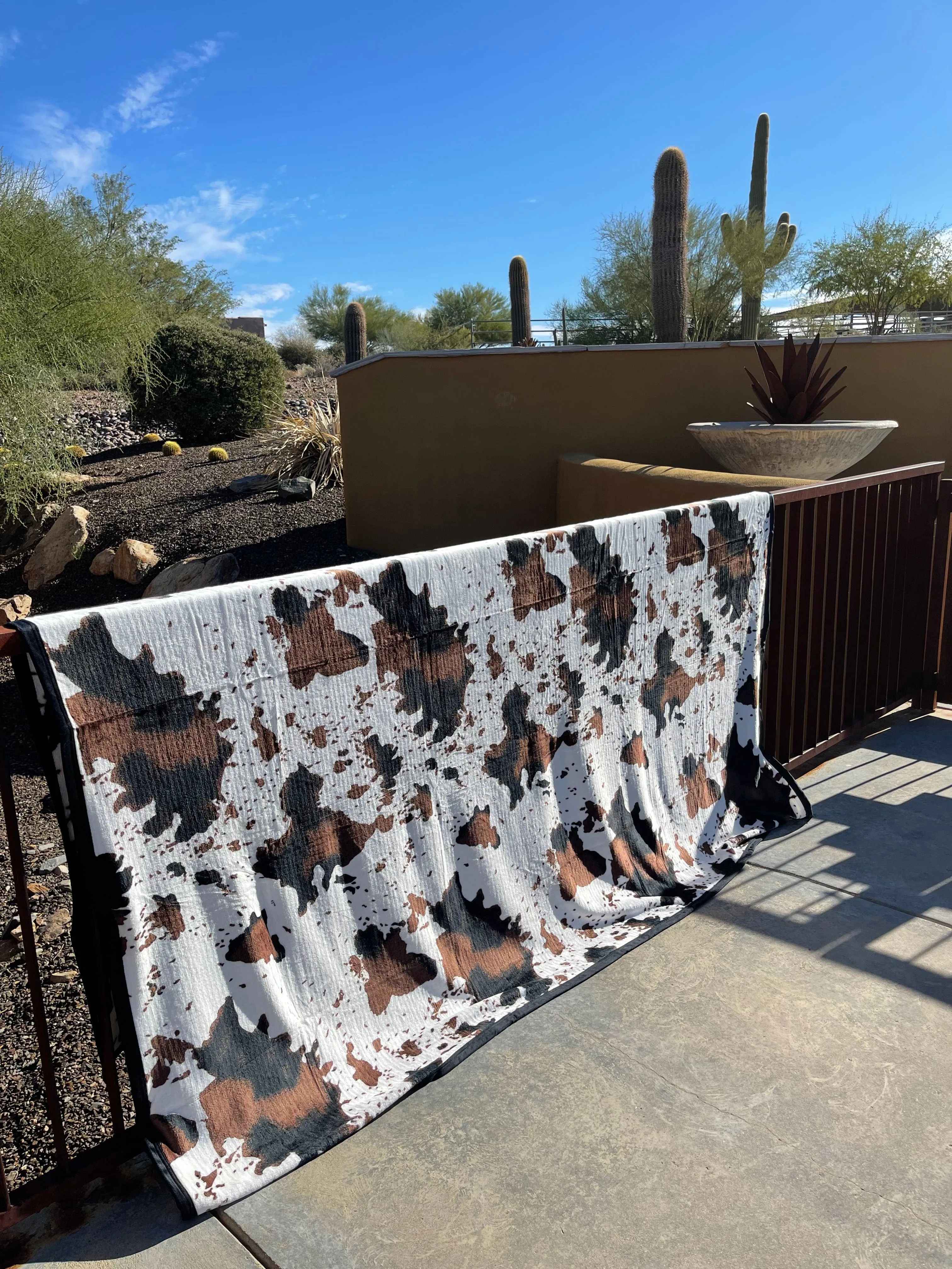 HUGE King Southwest COW velvet LUXURY flannel BLANKET