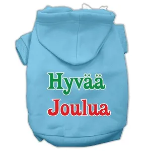 Hyvaa Joulua Screen Print Pet Hoodies Baby Blue XL (16)