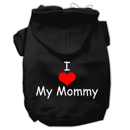 I Love My Mommy Screen Print Pet Hoodies Black Size Lg (14)