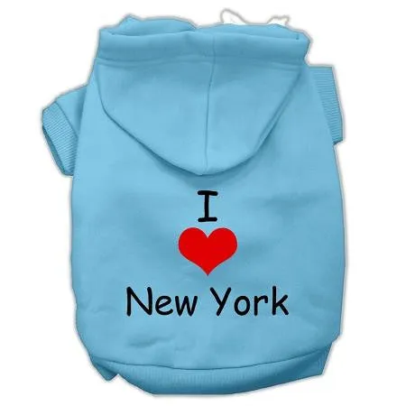 I Love New York Screen Print Pet Hoodies Baby Blue Size Xs (8)