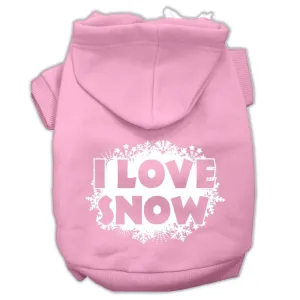 I Love Snow Screenprint Pet Hoodies Light Pink Size S (10)