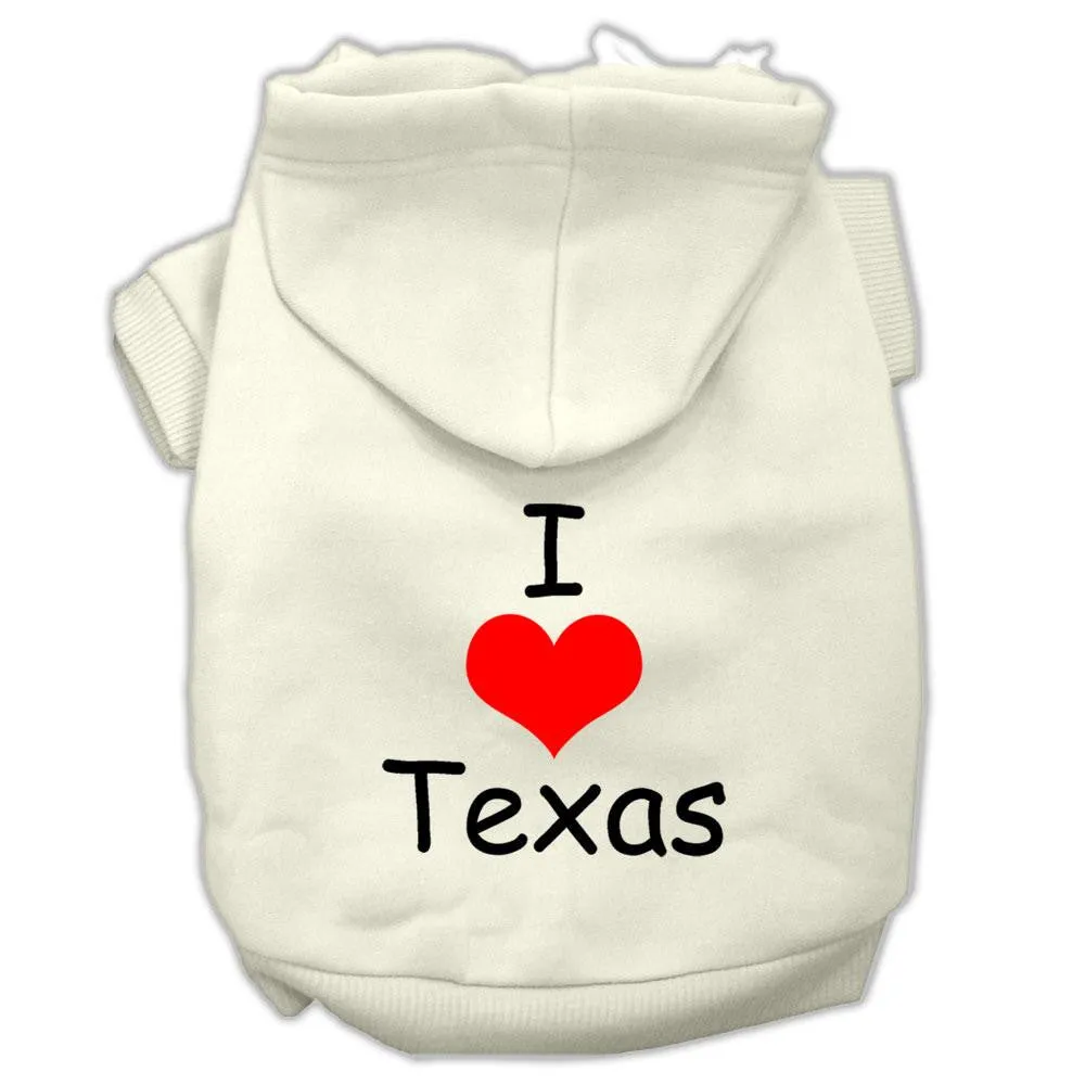 I Love Texas Screen Print Pet Hoodies Cream Size XXXL (20)