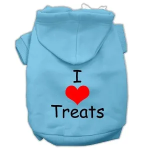 I Love Treats Screen Print Pet Hoodies Baby Blue Size Sm (10)