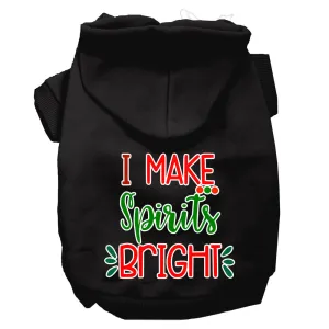 I Make Spirits Bright Screen Print Dog Hoodie Black Xs