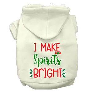 I Make Spirits Bright Screen Print Dog Hoodie Cream M