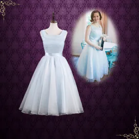 Ice Blue Short Tea Length Wedding Dress Formal Dress TERRY