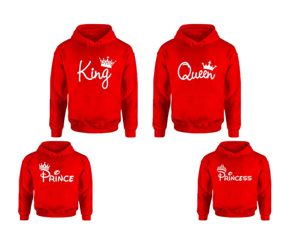 King and Queen Adult, Prince and Princess Youth Matching Pullover Hoodies