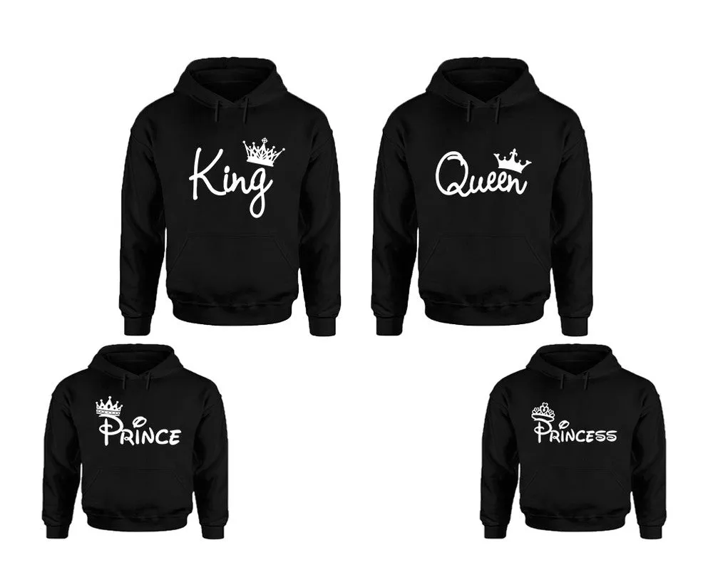 King and Queen Adult, Prince and Princess Youth Matching Pullover Hoodies