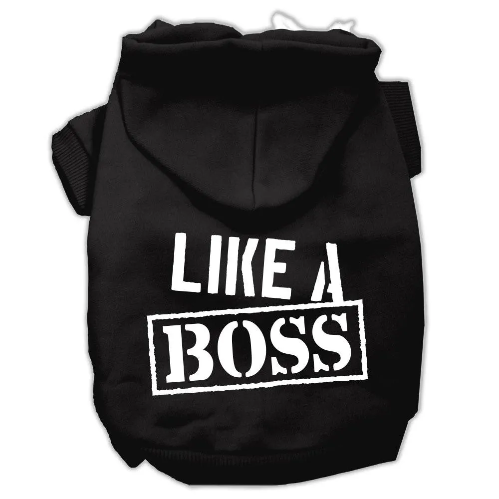 Like a Boss Screen Print Pet Hoodies Black Size XS (8)