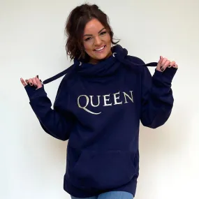 Luxury Cowl Neck Queen Hoodie - Midnight Blue