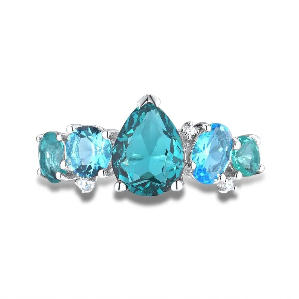 Luxury Designer Aquamarine Crystal Ring