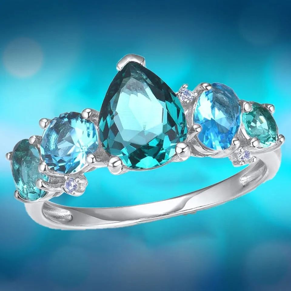 Luxury Designer Aquamarine Crystal Ring