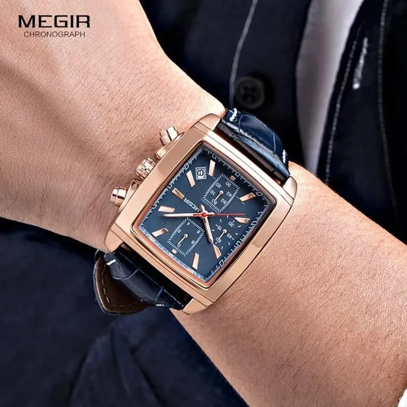 MEGIR Men Top Brand Luxury Rectangle Quartz  Watches