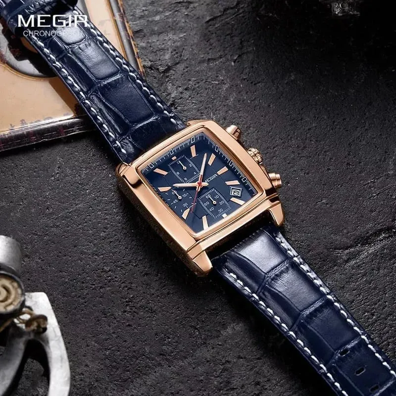 MEGIR Men Top Brand Luxury Rectangle Quartz  Watches