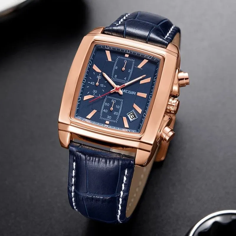 MEGIR Men Top Brand Luxury Rectangle Quartz  Watches