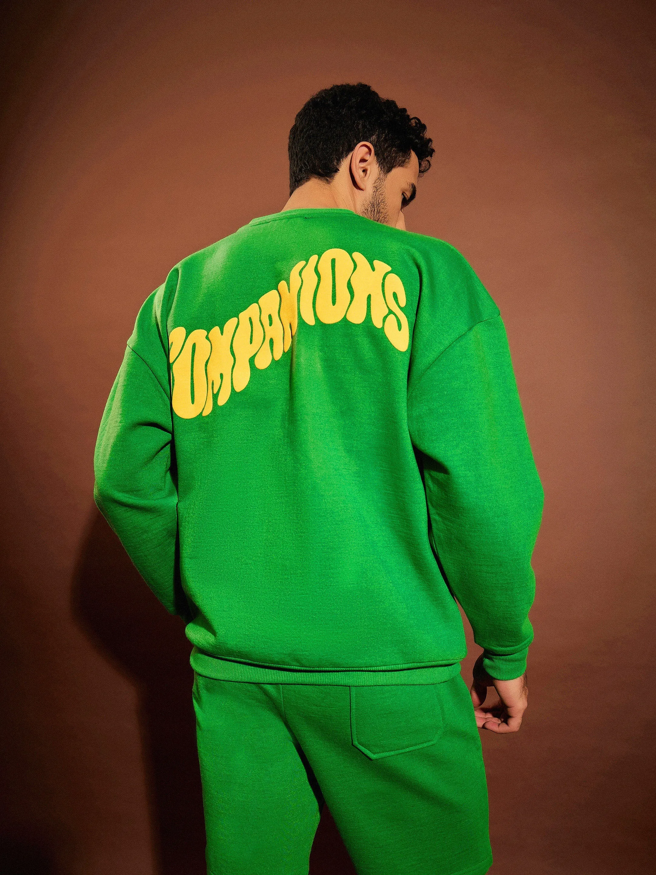 Men Green COMPANIONS Oversized Sweatshirt