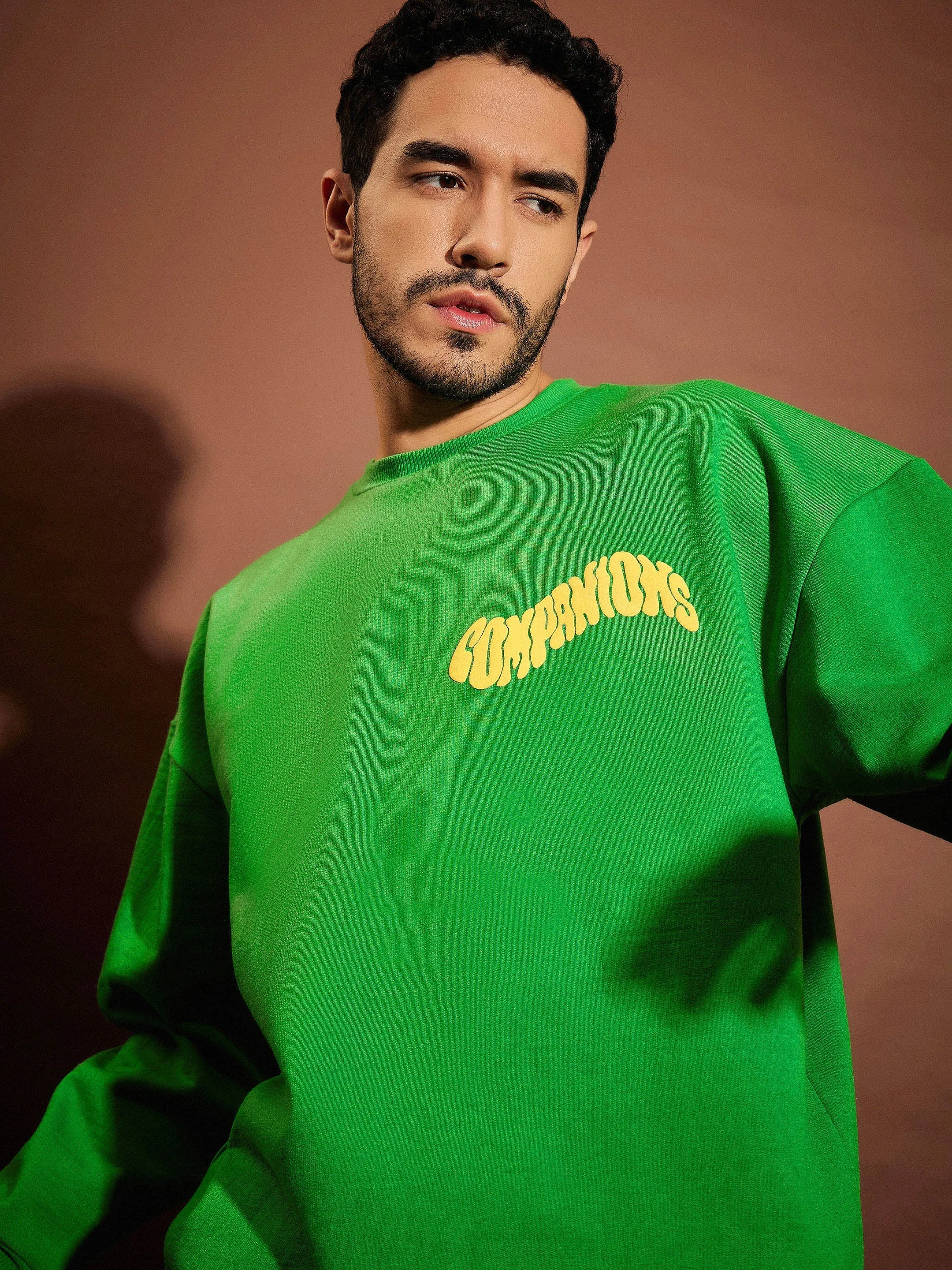 Men Green COMPANIONS Oversized Sweatshirt