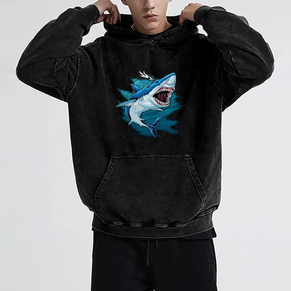 Mens Blue Shark Hoodies